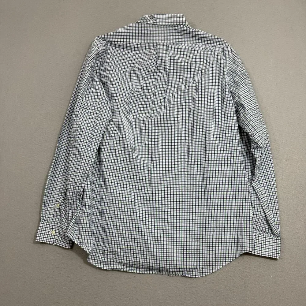 Polo Ralph Lauren Button Down Shirt Men's Extra Large White Blue Green Plaid